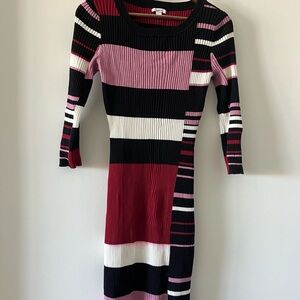 Bar III Colorblock Long Sleeve Dress - Black, Red, Pink, White